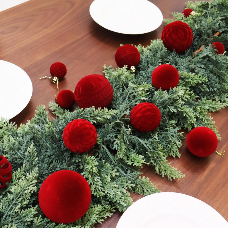 🎅Christmas Sale🎅 36 PCS Velvet Christmas Balls, Flocked Christmas Tree Ball Ornaments, Plastic Balls Xmas Decorative Hanging Ornaments Christmas Tree Decoration