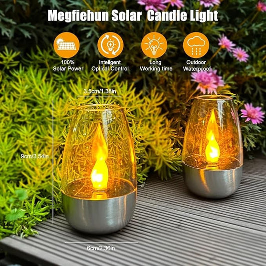Solar Power Tea Lights Outdoor Flameless Flicker with Dusk to Dawn Sensor