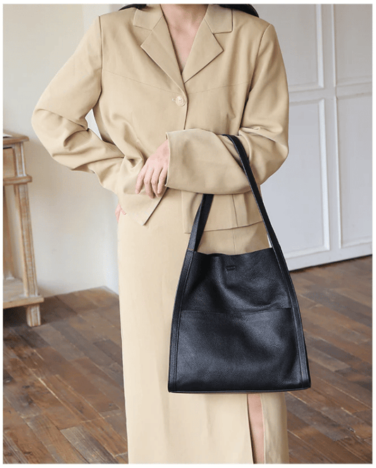 🔥⏰Solid color simple genuine leather shoulder bag🔥