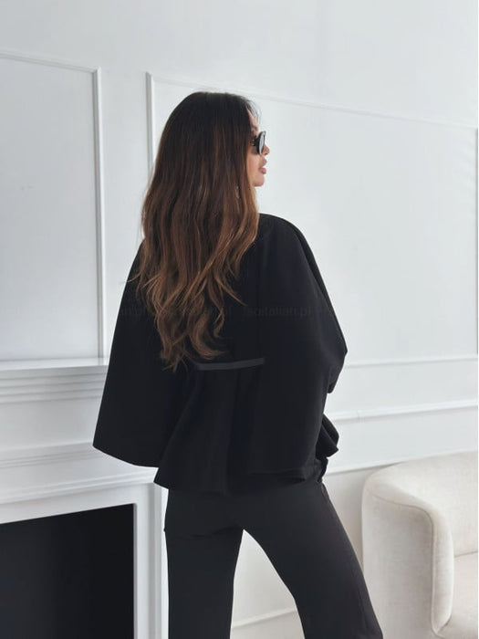 Elegant Solid Color Belted Wool Cape Jacket