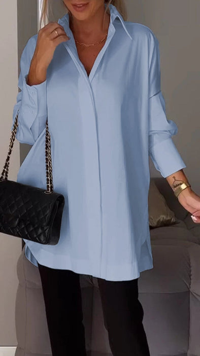 Lapel Slit Shirt-buy 2 free shipping