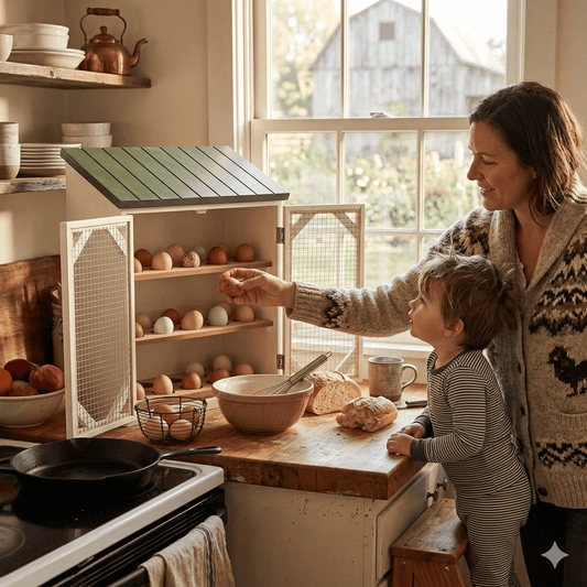 Solid Wood Farmhouse Egg Storage Cabinet - Large 30-Egg Capacity Organizer🥚