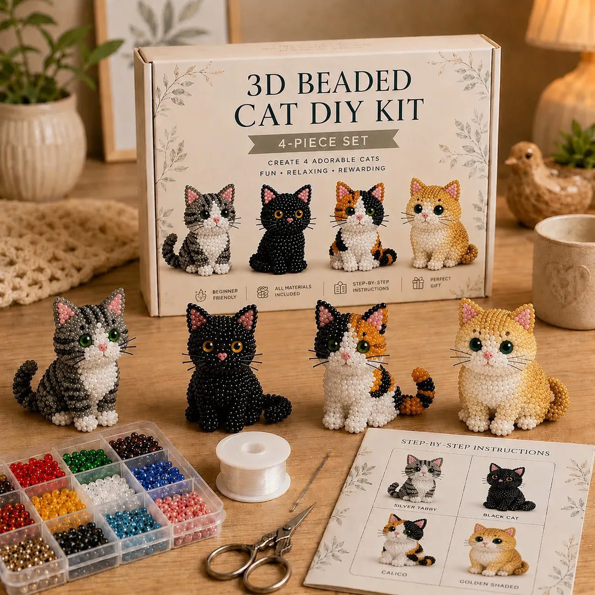 🦌Most Popular🧵Mini 3D Beaded Animal Craft Kit
