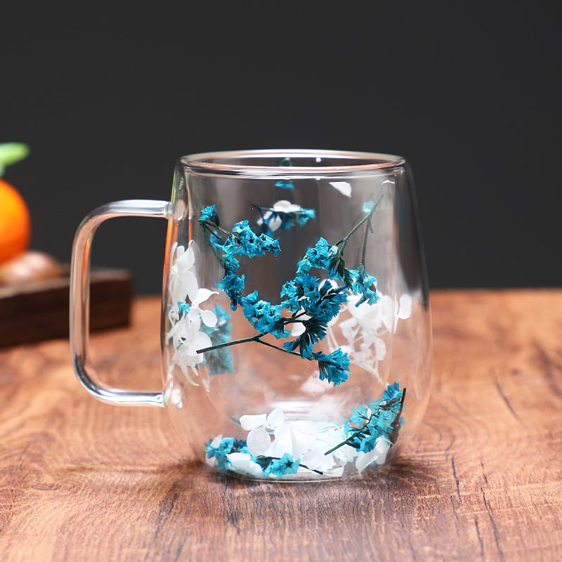 🎅Christmas Pre Sale 🎄🌸Transparent Double Glass Flower Tea Cup