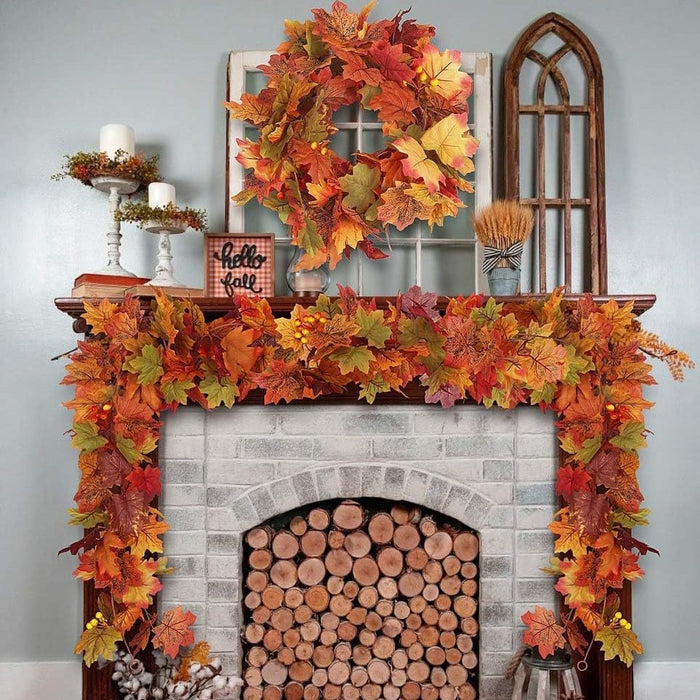 🔥🍁Fall Wreath with Pumpkin Maple Leaves