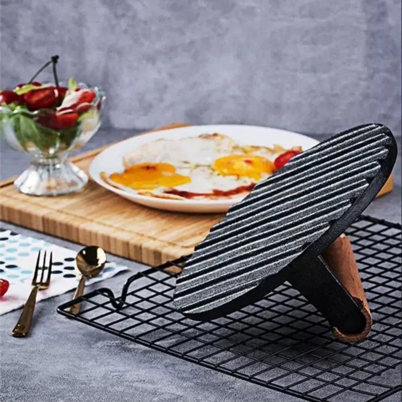 Cast Iron Steak & Burger Press with Wood Handle