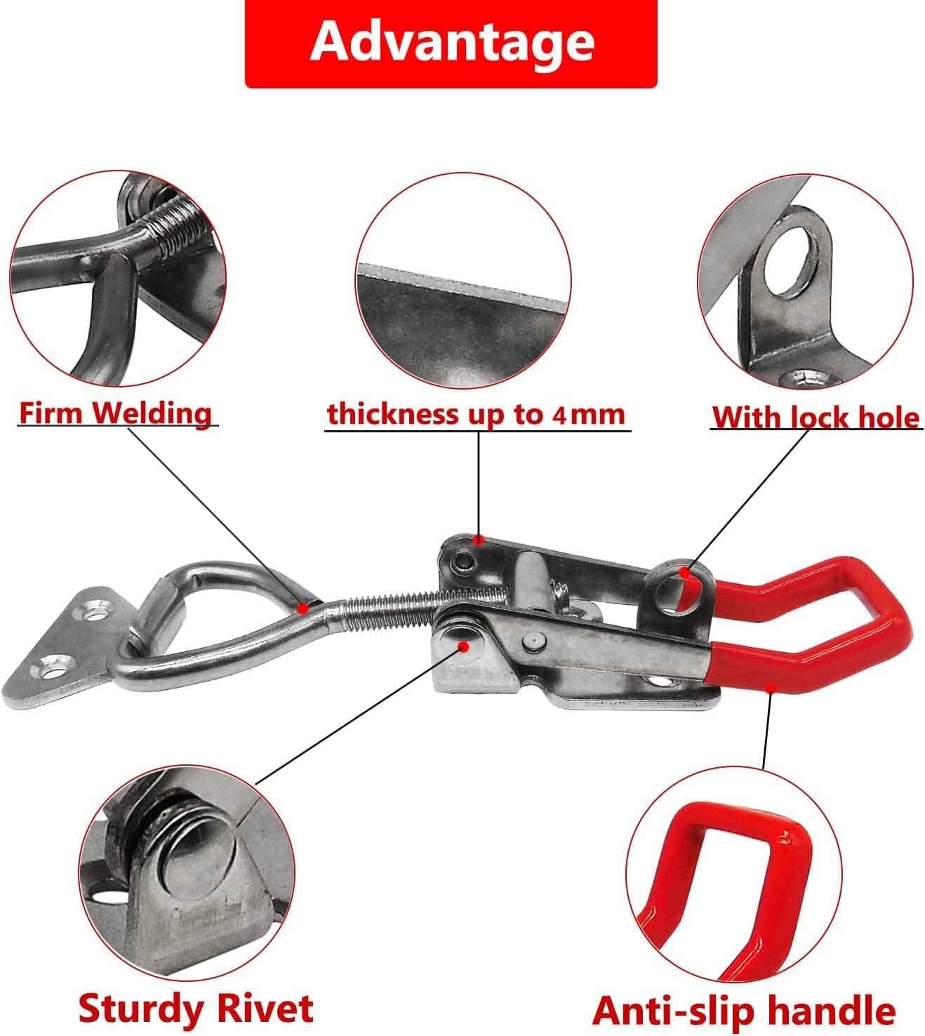 🔒 3 Sizes Heavy-Duty Adjustable Toggle Latch Clamps | Rustproof Pull Latches With Lock Hole