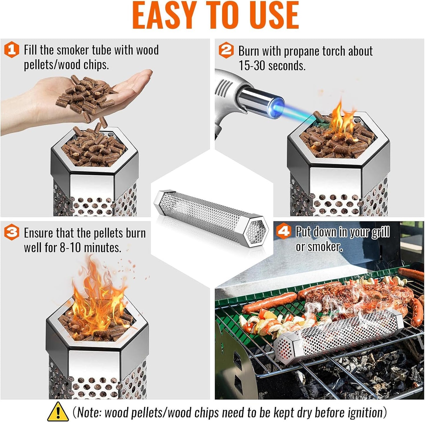 🔥12" Pellet Smoker Tube for All Grill or Smoker