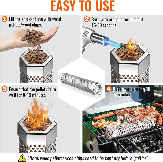 🔥12" Pellet Smoker Tube for All Grill or Smoker