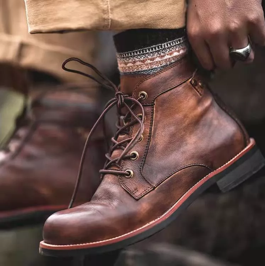 🔥Hot Sale🎁🎉Mens Genuine Leather Waterproof Non-slip Arch Support Vintage Casual Chukka Boots
