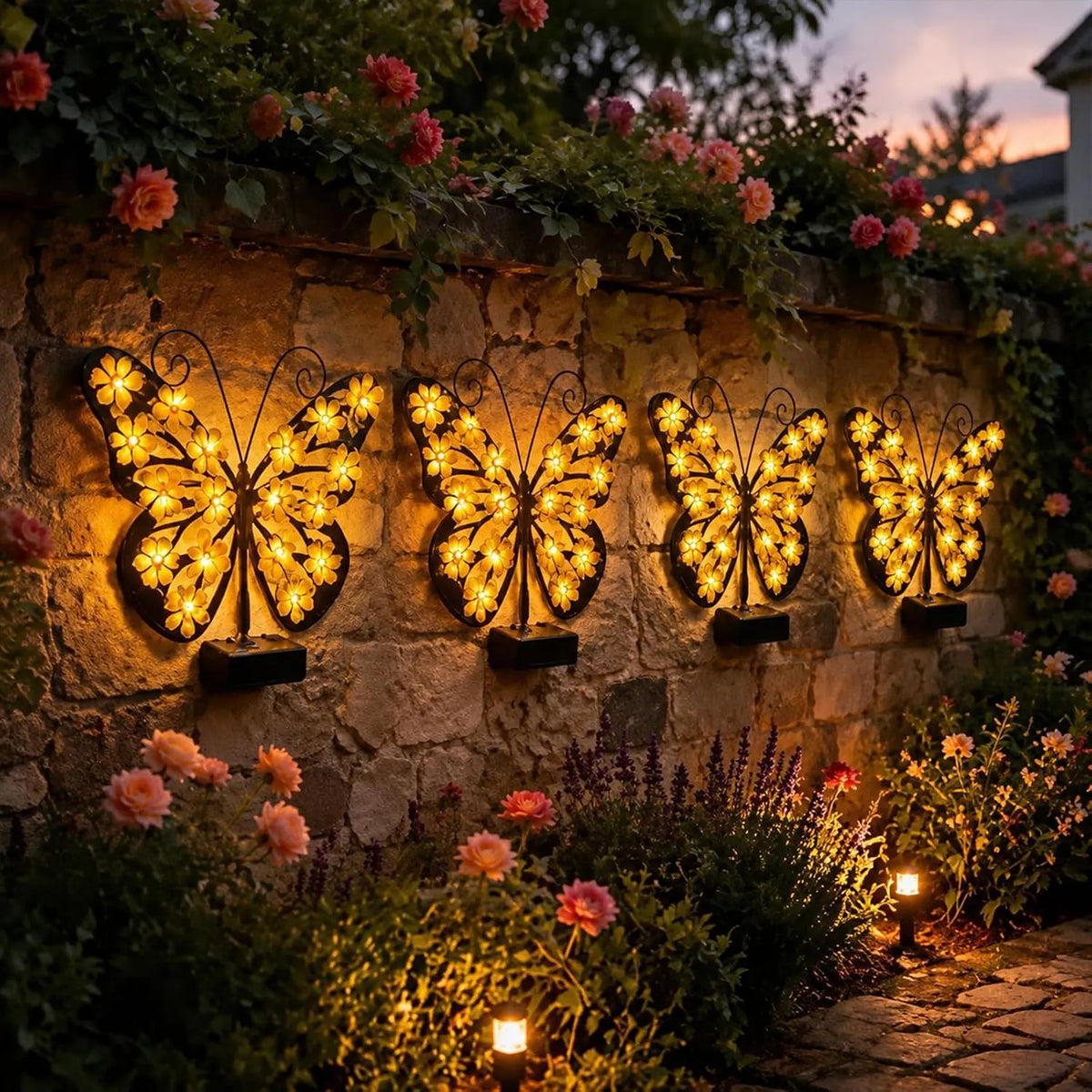 🦋☀️ New Arrival: Outdoor Metal Butterfly Solar Wall Decor ✨