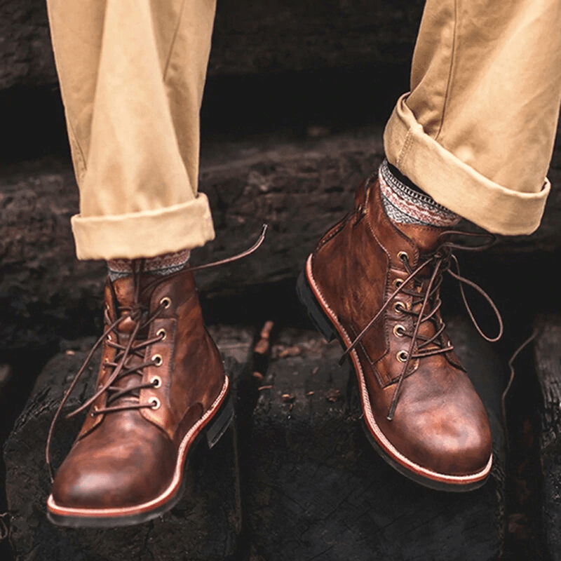 🔥Hot Sale🎁🎉Mens Genuine Leather Waterproof Non-slip Arch Support Vintage Casual Chukka Boots
