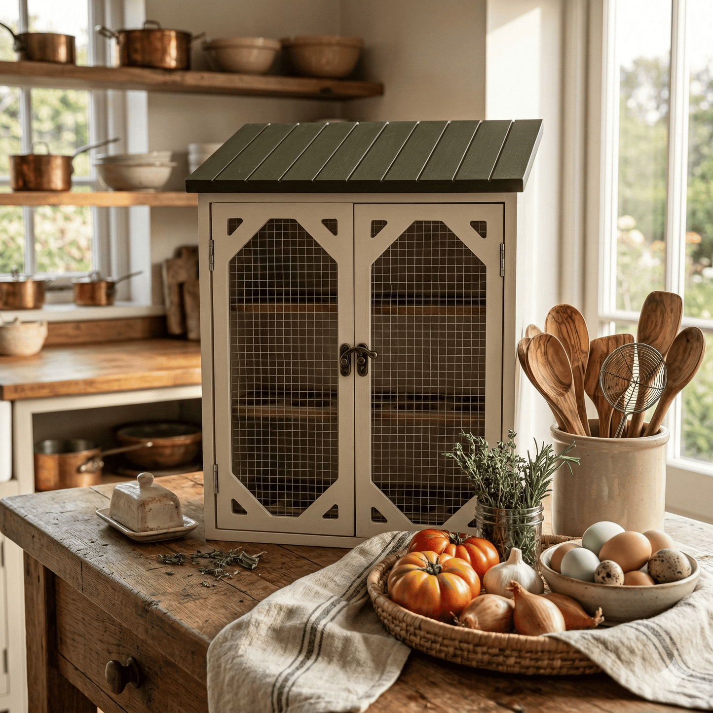 Solid Wood Farmhouse Egg Storage Cabinet - Large 30-Egg Capacity Organizer🥚