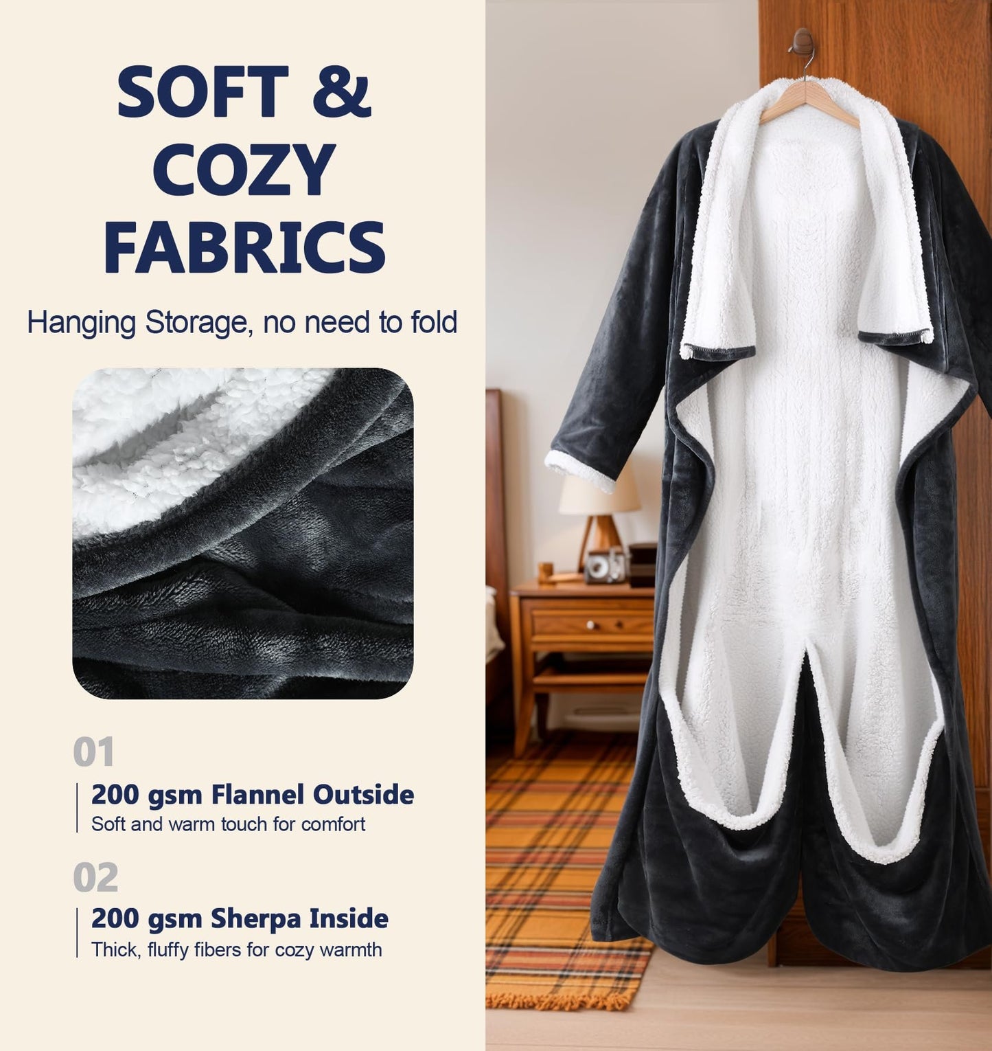 🔥Christmas Early Discount 49% Off✨Electric Wearable Heated Blanket with Foot Pocket🧣