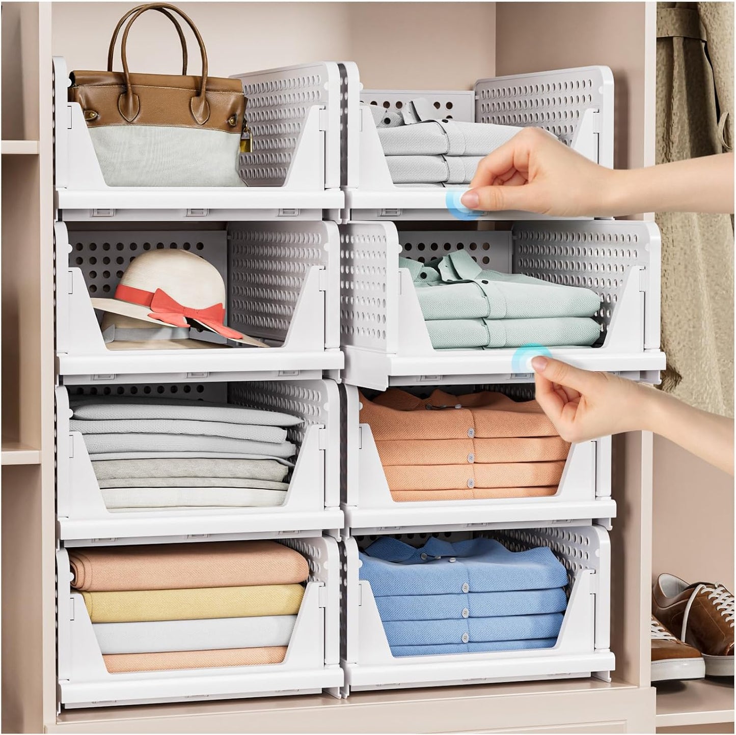 👍Stackable Closet Storage Basket - Stackable Storage Bins