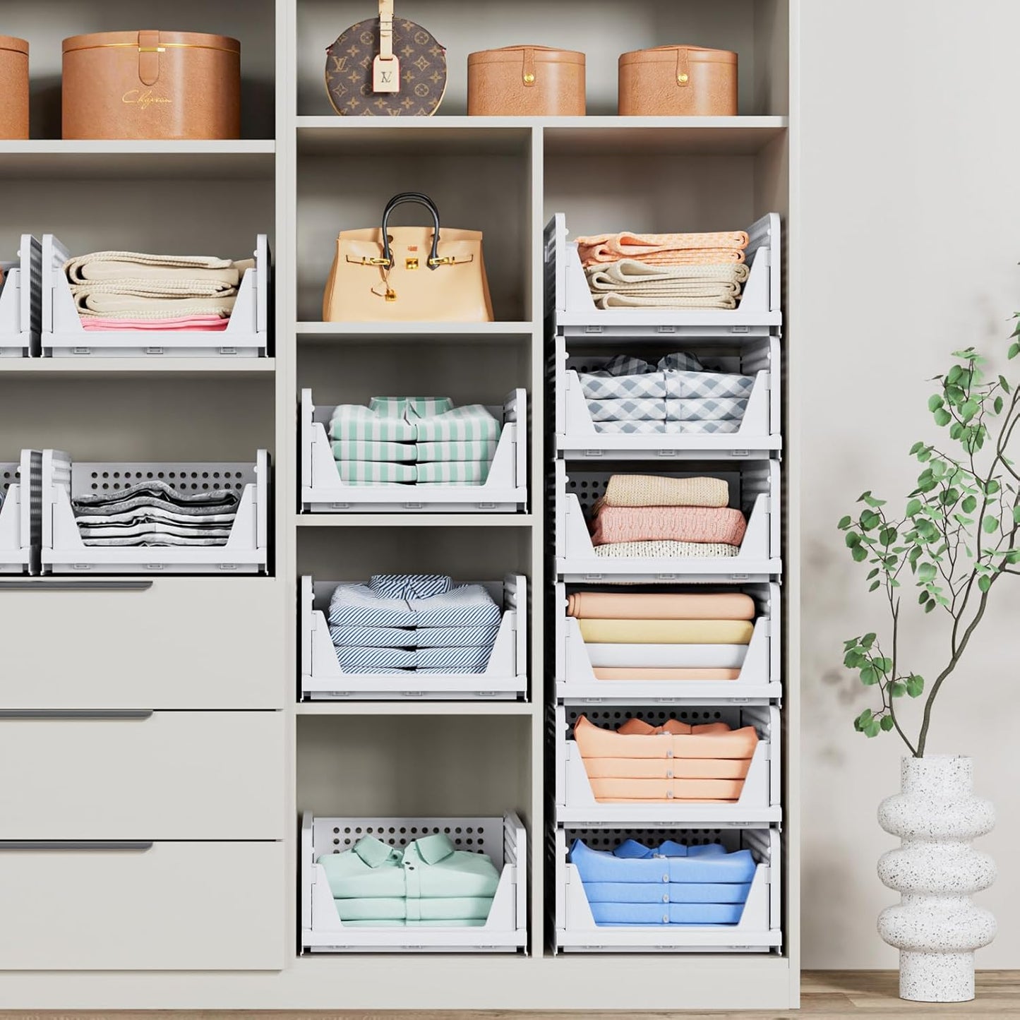 👍Stackable Closet Storage Basket - Stackable Storage Bins