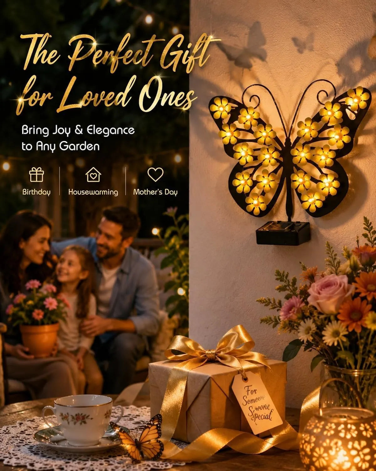 🦋☀️ New Arrival: Outdoor Metal Butterfly Solar Wall Decor ✨