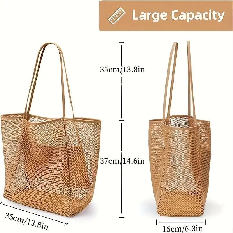 🌊 Large Capacity Mesh Beach Bag