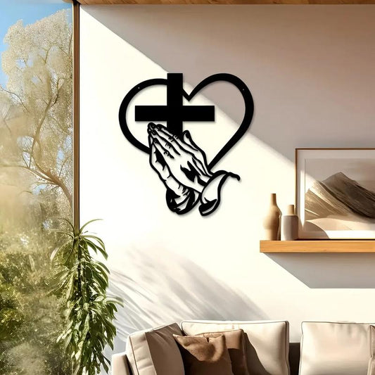 ❤️Elegant Metal Christian Heart & Cross Wall Art