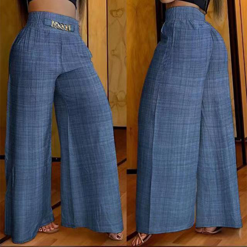 50% off Women's Solid-Color High-Waisted Wide-Leg Pants