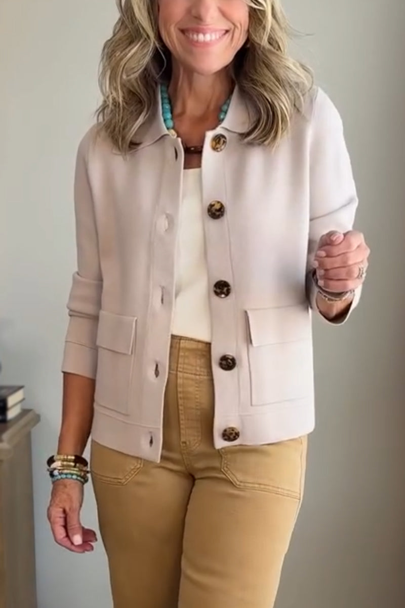 🥳Flash Sale: 50% Off 🔥Women's Solid Color Lapel Single-Breasted Short Jacket