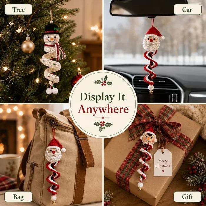 🎉☃️ Crochet Snowman Spiral Ornament DIY Kit | Complete Beginner-Friendly Set with Soft Yarn, Crochet Hook, Festive Beads, Snowflakes & Step-by-Step Guide 🧶🎄✨