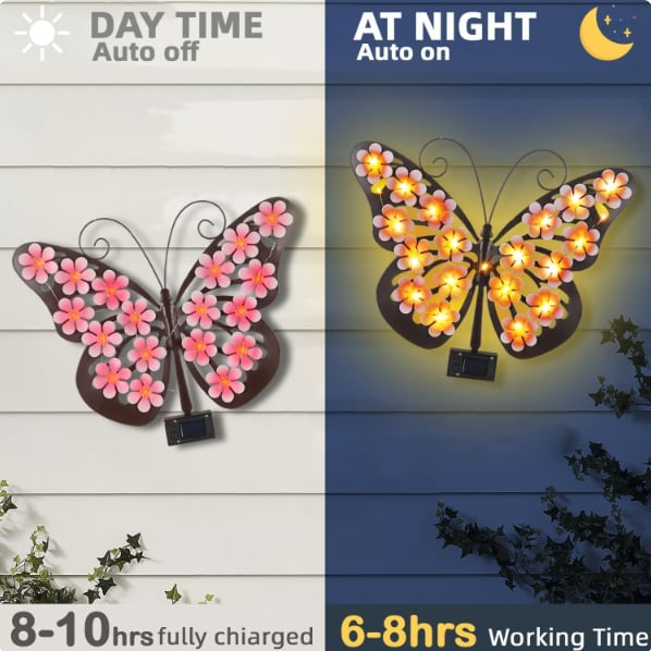 🦋☀️ New Arrival: Outdoor Metal Butterfly Solar Wall Decor ✨