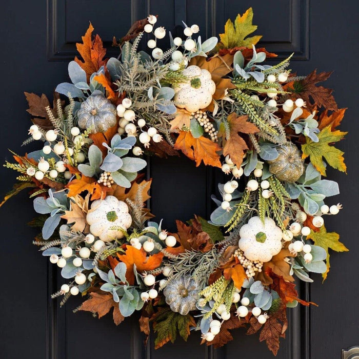 🔥🍁Fall Wreath with Pumpkin Maple Leaves