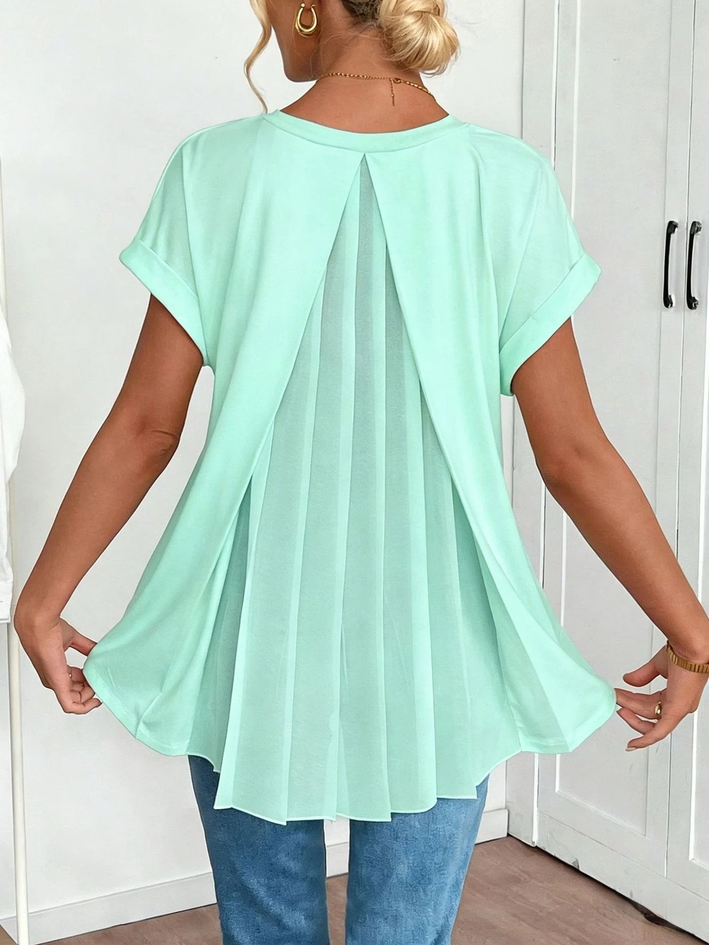 🔥Short-Sleeved Solid Color Patchwork T-Shirt