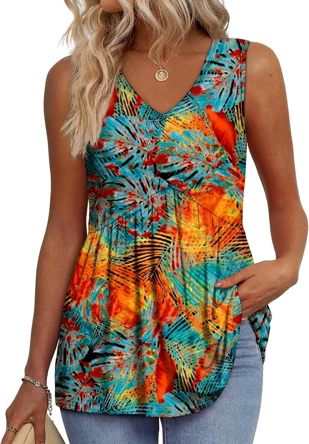 2026 Women's Flowy Peplum Tank Top – V Neck Sleeveless Stretchy Summer Top