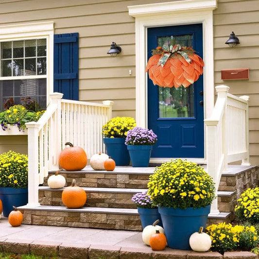 🔥🍁 Farmhouse Pumpkin Wreath For Front Door