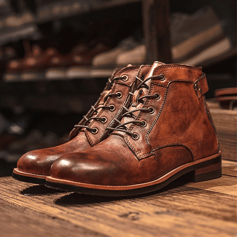 🔥Hot Sale🎁🎉Mens Genuine Leather Waterproof Non-slip Arch Support Vintage Casual Chukka Boots