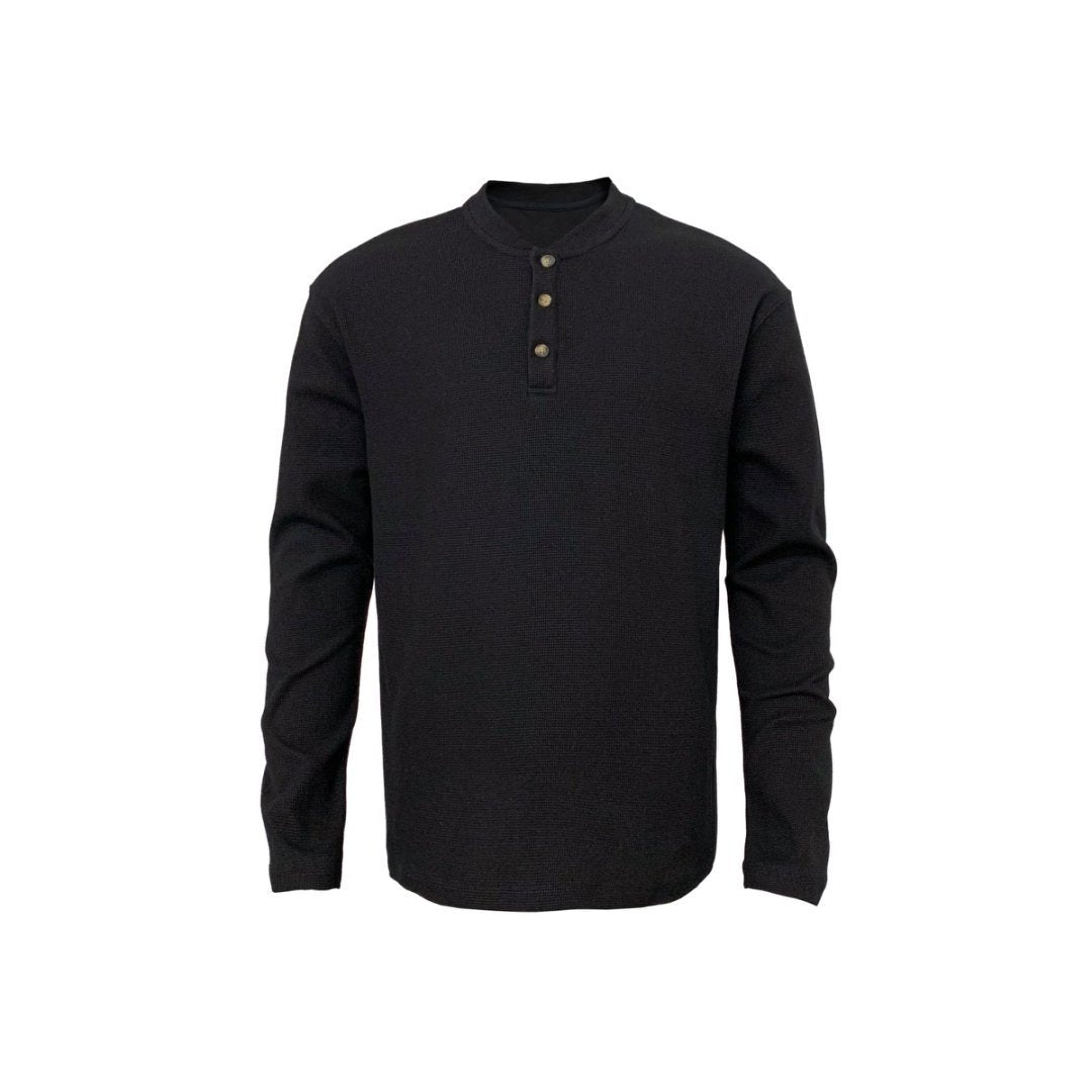 💥2025 HOT SALE💥Men's Cotton Waffle-Knit Thermal Henley Shirt Long Sleeve