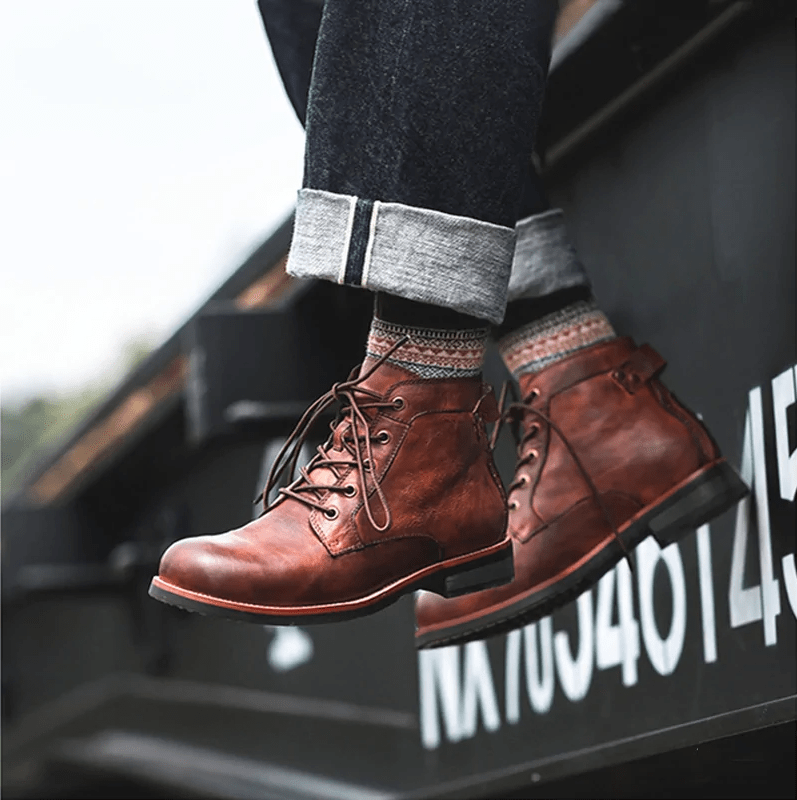 🔥Hot Sale🎁🎉Mens Genuine Leather Waterproof Non-slip Arch Support Vintage Casual Chukka Boots