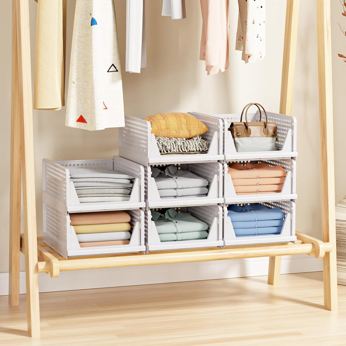 👍Stackable Closet Storage Basket - Stackable Storage Bins