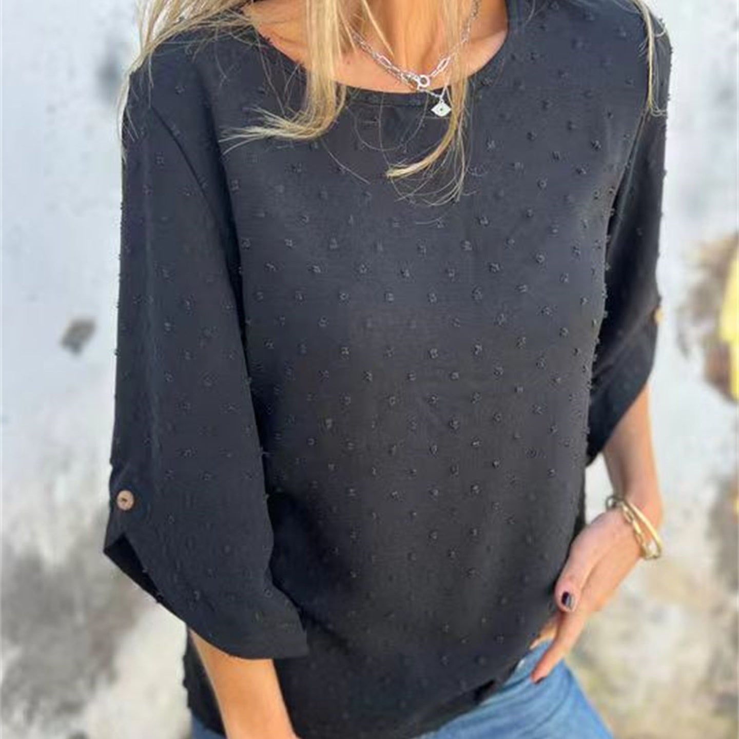 🔥Women's Casual Round Neck Jacquard Top