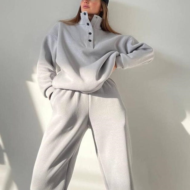 ❄️Winter-Specials❄️Women's Button Sweatshirt & Sweatpants (2-Piece Set)