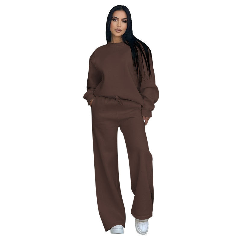 🌸 Fashion Solid Color Loose Round Neck Long Sleeve Top & Pants (2-Piece Set)