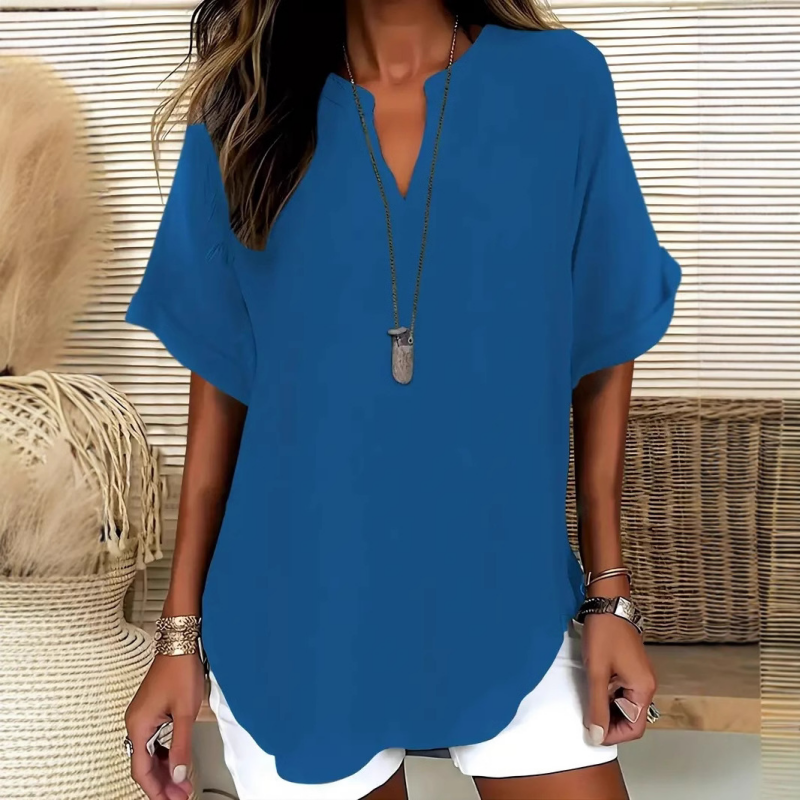 🌸👕Stylish top in plain fabric with short sleeves