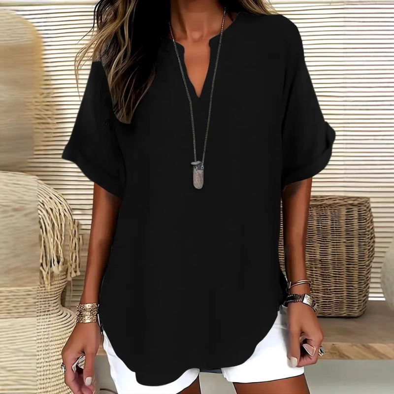 🌸👕Stylish top in plain fabric with short sleeves