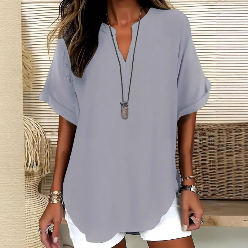 🌸👕Stylish top in plain fabric with short sleeves