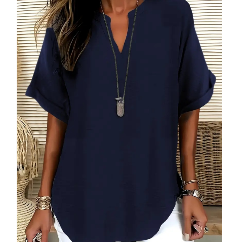 🌸👕Stylish top in plain fabric with short sleeves