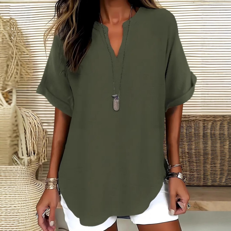 🌸👕Stylish top in plain fabric with short sleeves