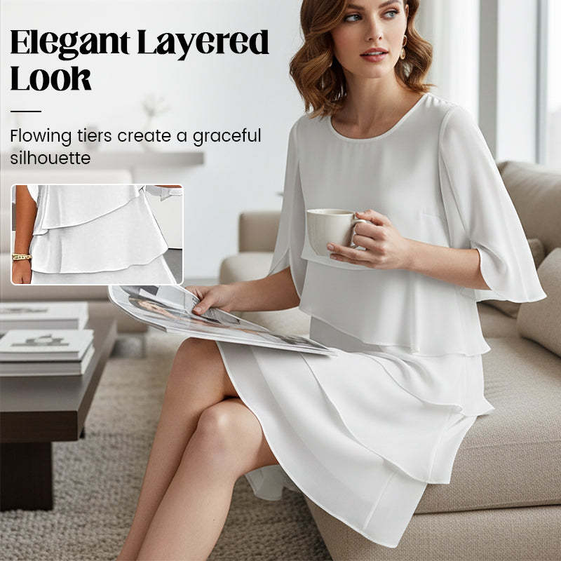 🎁👗Women's Elegant Layered Ruffle Sleeve Dress – Effortless Style for Every Occasion💃