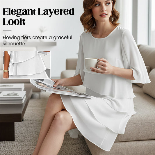 🎁👗Women's Elegant Layered Ruffle Sleeve Dress – Effortless Style for Every Occasion💃