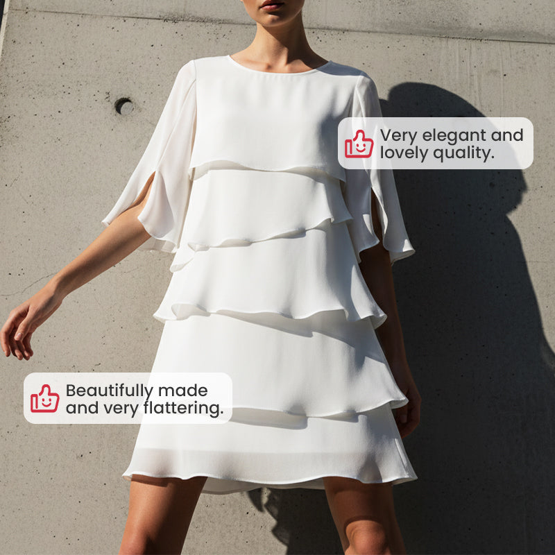 🎁👗Women's Elegant Layered Ruffle Sleeve Dress – Effortless Style for Every Occasion💃