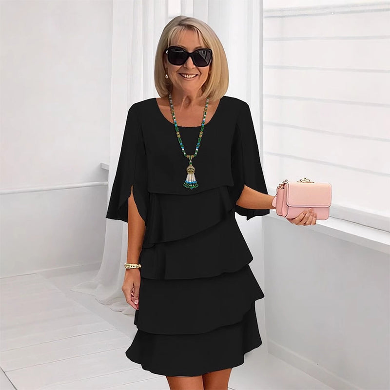 🎁👗Women's Elegant Layered Ruffle Sleeve Dress – Effortless Style for Every Occasion💃