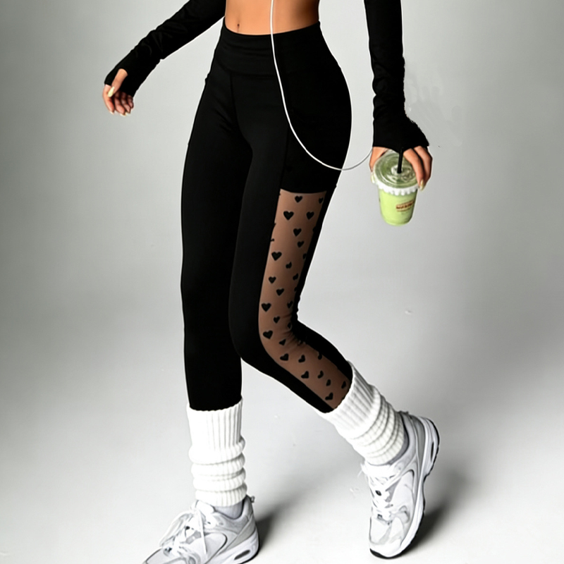 🧘💕 Women's Mesh High Waist Yoga Pants – Tummy Control, Side Pocket & Butt-Lifting 🍑