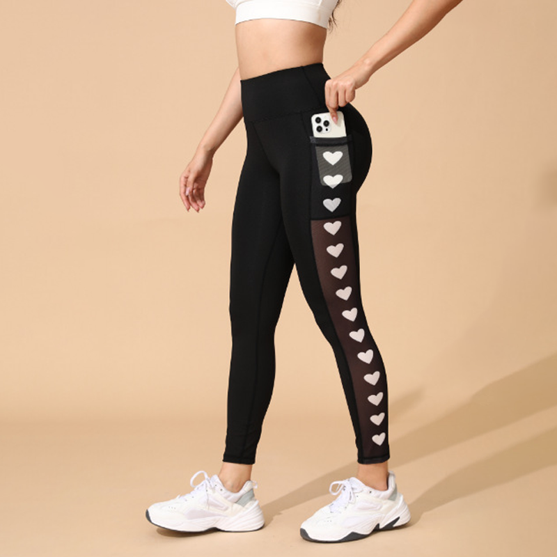 🧘💕 Women's Mesh High Waist Yoga Pants – Tummy Control, Side Pocket & Butt-Lifting 🍑